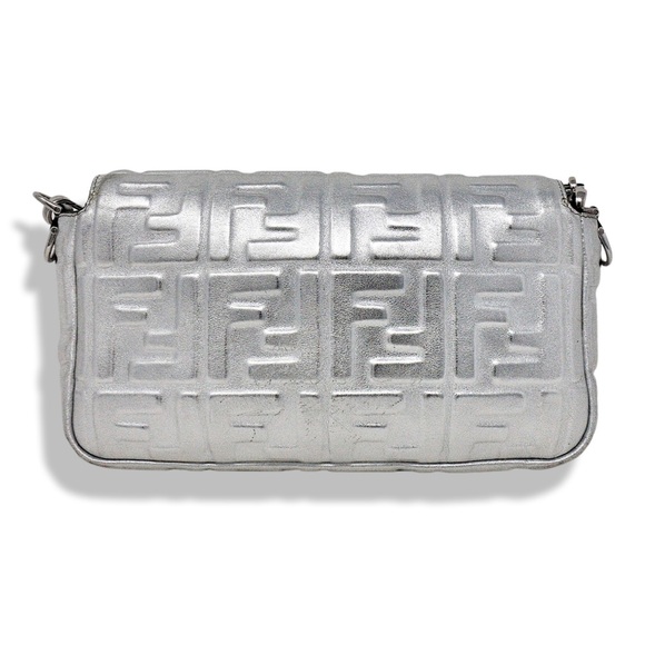 Fendi NM Metallic Napa Embossed Baguette in Silver - Picture 2 of 8